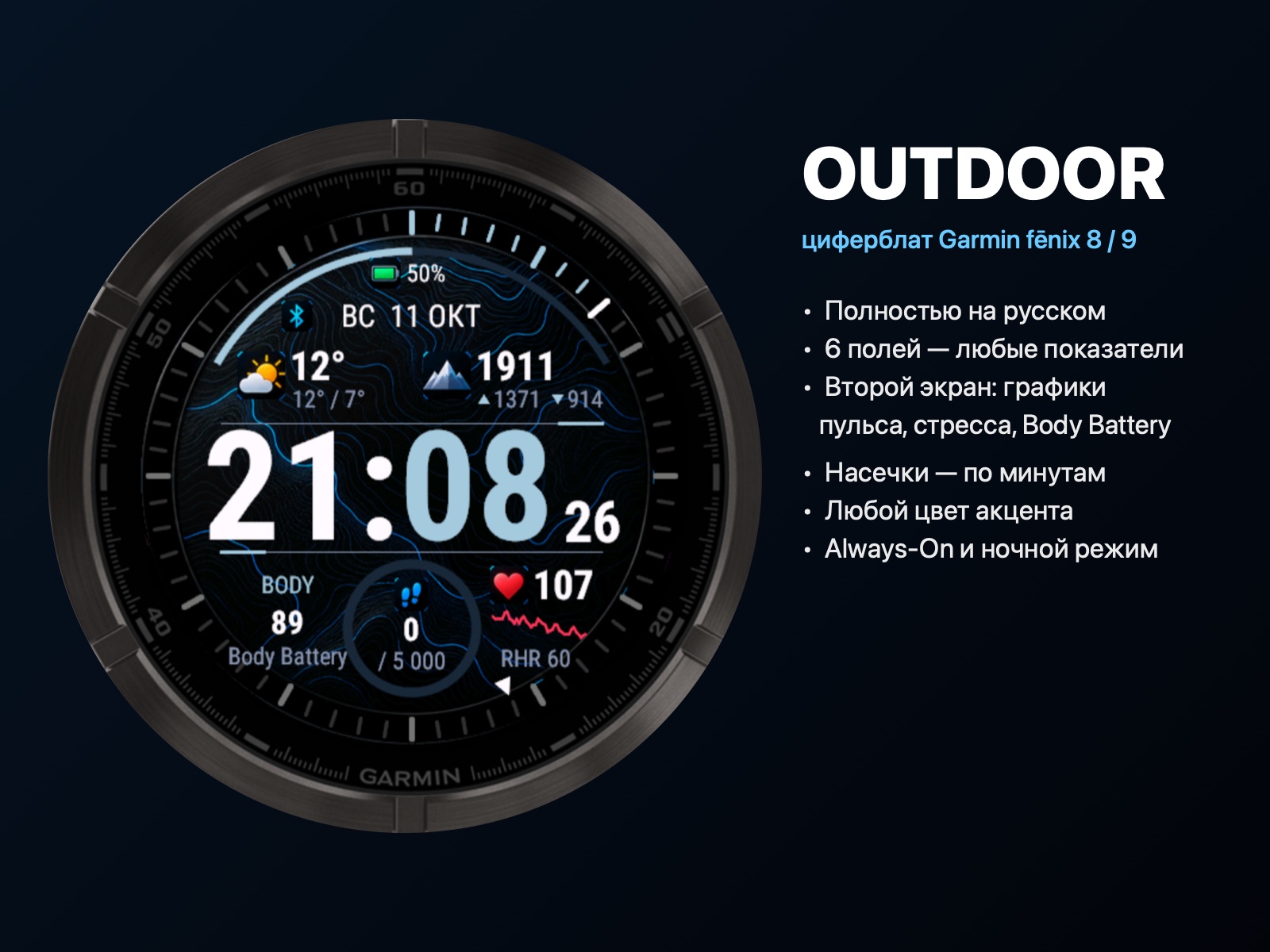 Циферблат Outdoor для Garmin